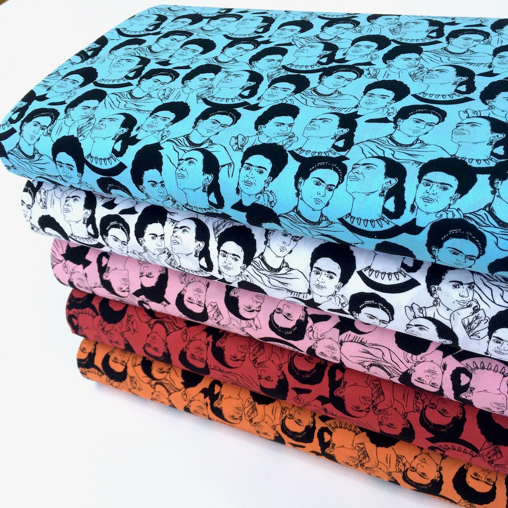 Frida Kahlo Mono Faces Red - Frumble Fabrics
