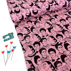 Frida Kahlo Mono Faces Pink - Frumble Fabrics