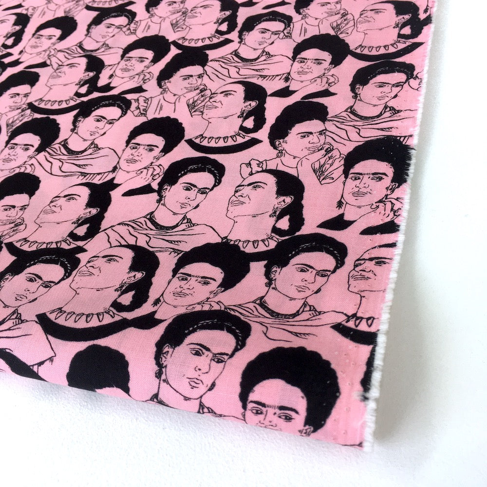 Frida Kahlo Mono Faces Pink - Frumble Fabrics
