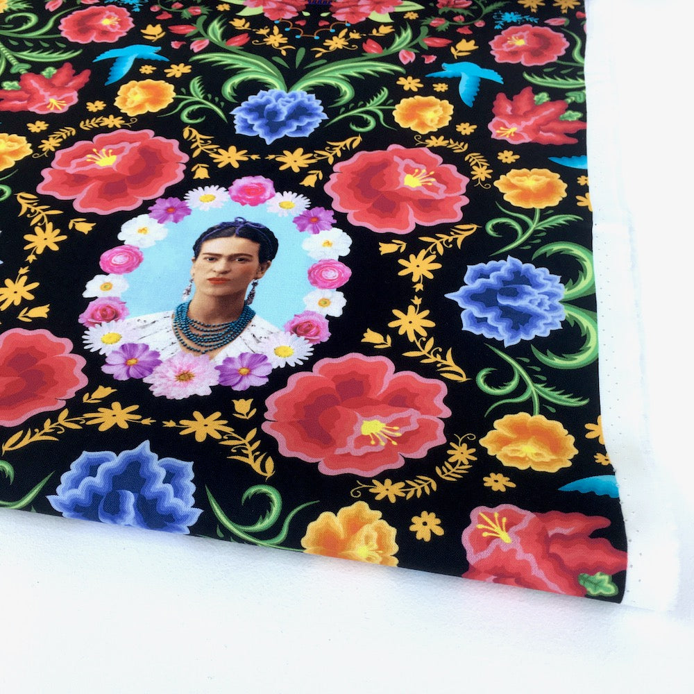 Frida Kahlo Floral Garden Black - Frumble Fabrics