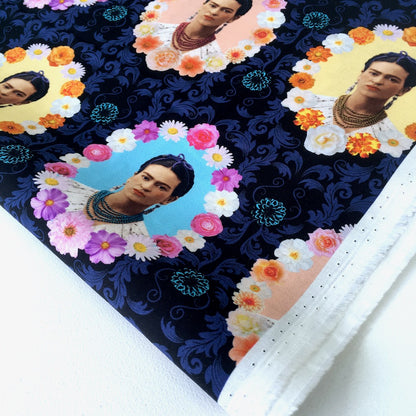 Frida Kahlo Flower Frames Midnight - Frumble Fabrics