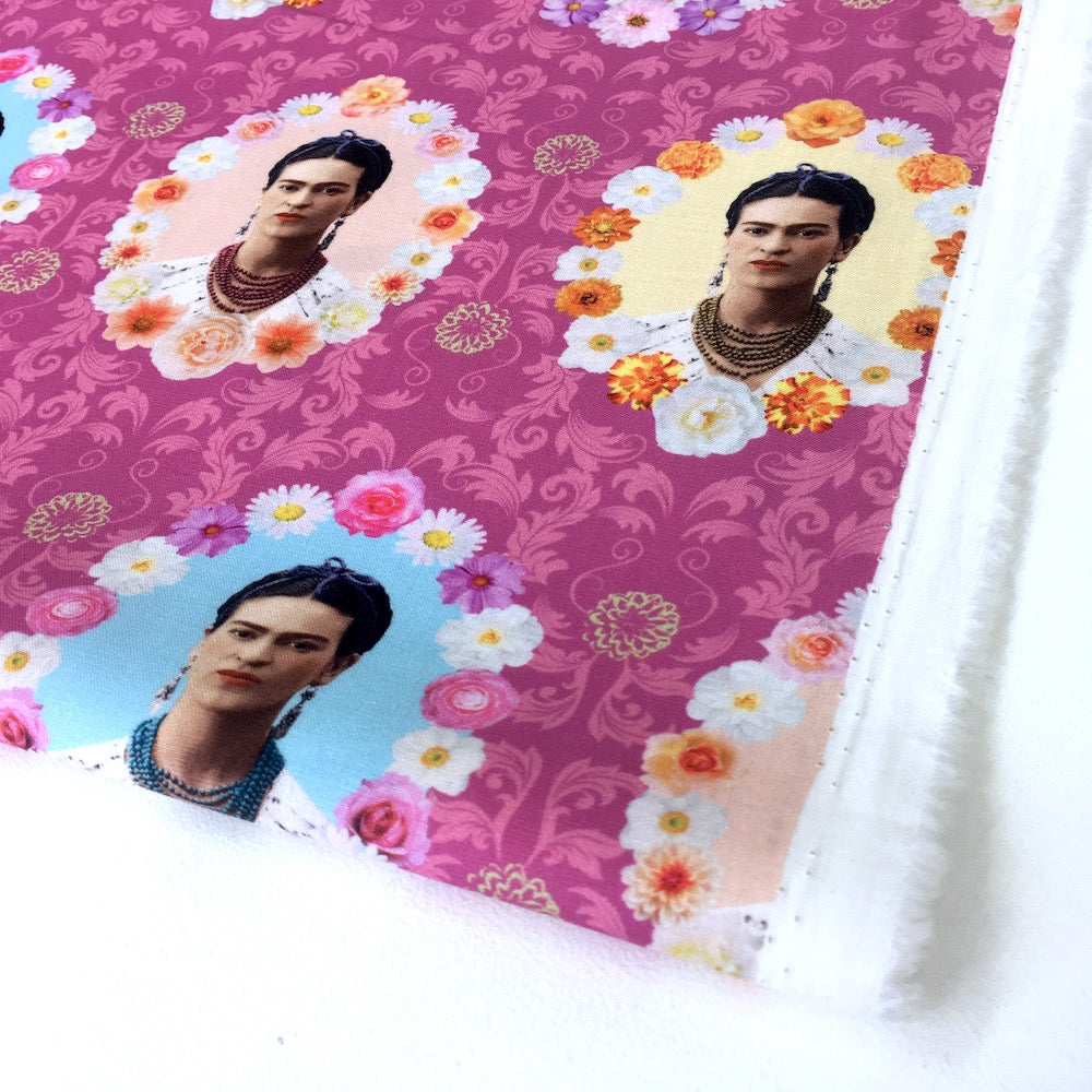 Frida Kahlo Flower Frames Pink - Frumble Fabrics