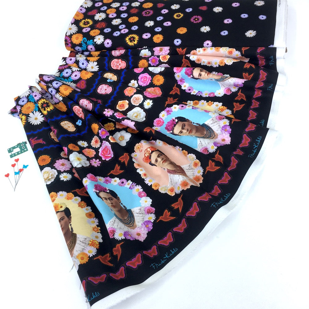 Frida Kahlo Border Black - Frumble Fabrics