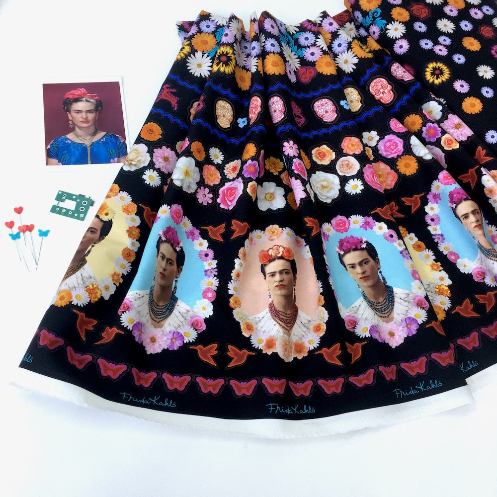 Frida Kahlo Border Black - Frumble Fabrics