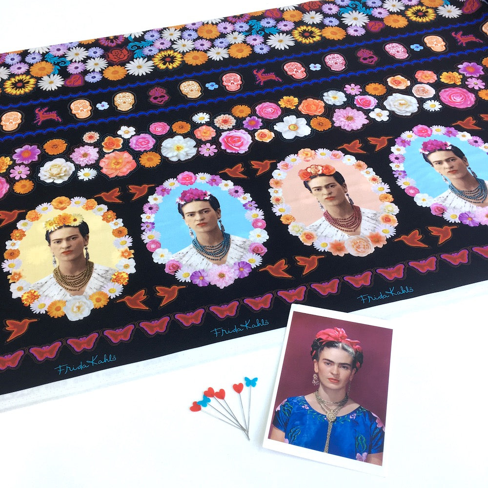 Frida Kahlo Border Black - Frumble Fabrics