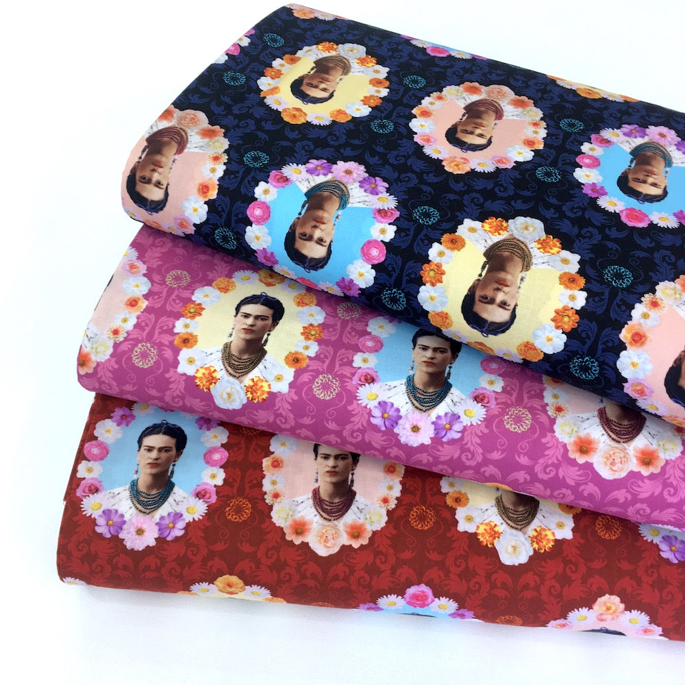 Frida Kahlo Flower Frames Midnight - Frumble Fabrics