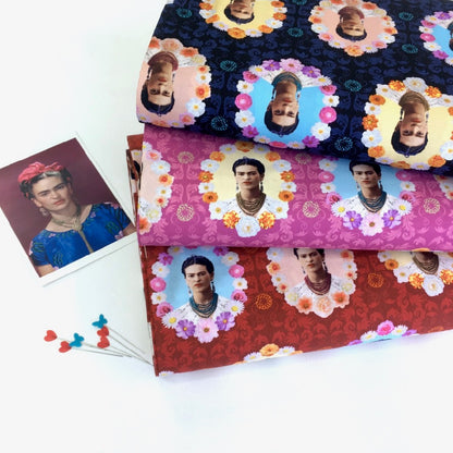 Frida Kahlo Flower Frames Midnight - Frumble Fabrics