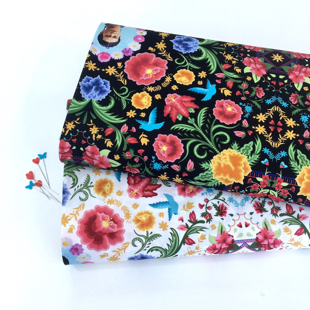 Frida Kahlo Floral Garden Black - Frumble Fabrics