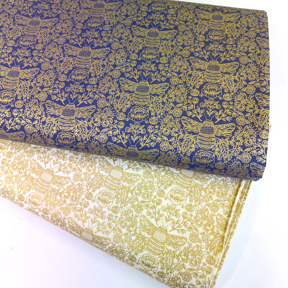 RJR Fabrics - Summer In The Cotwolds - Metallic Bee Knees High Noon