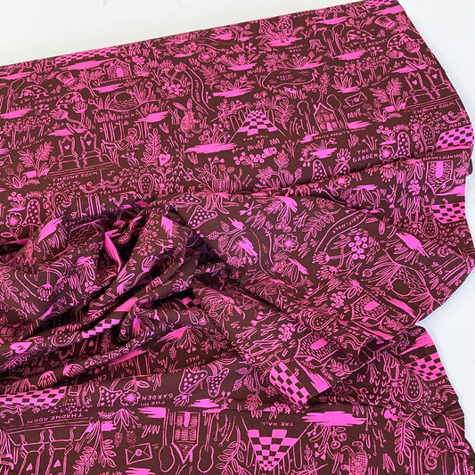 Cotton and Steel RAYON - Rifle Paper Co - Wonderland Magic Forest Magenta