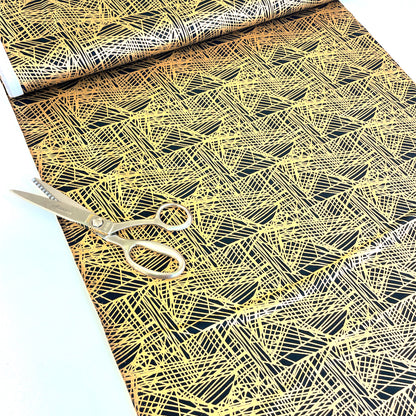 RJR Fabrics - Shiny Objects - Metallic Fiberglass - Black Gold Carbon