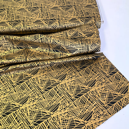 RJR Fabrics - Shiny Objects - Metallic Fiberglass - Black Gold Carbon