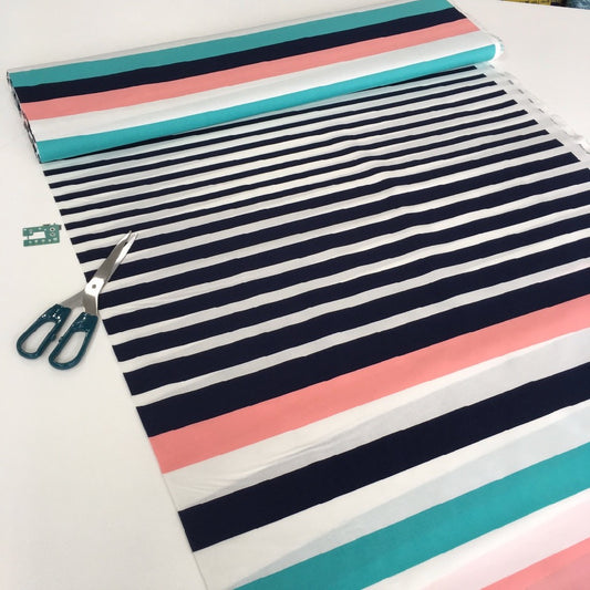 40mm Marine Stripe Cotton Poplin Stretch - Frumble Fabrics