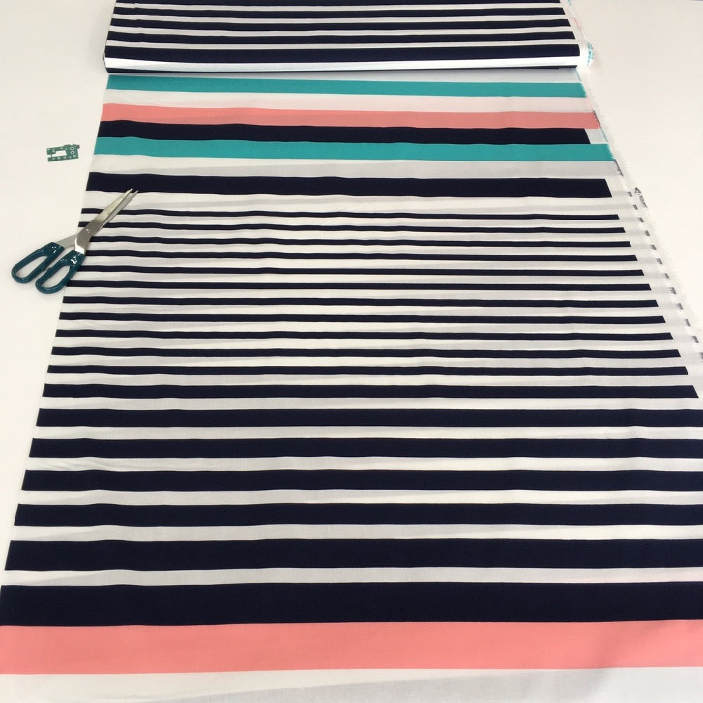 40mm Marine Stripe Cotton Poplin Stretch - Frumble Fabrics