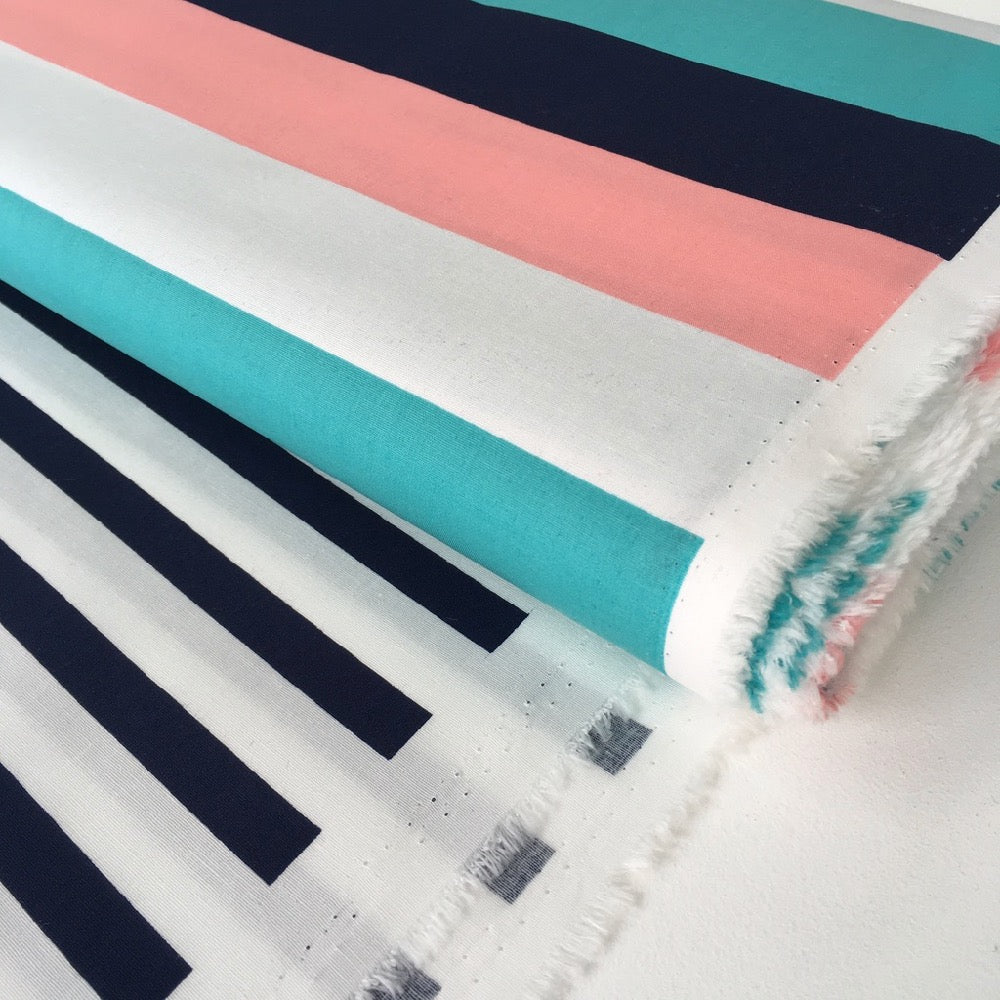 40mm Marine Stripe Cotton Poplin Stretch - Frumble Fabrics