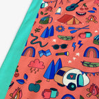 Happy Camping Panel Printed Jersey Coral - Frumble Fabrics