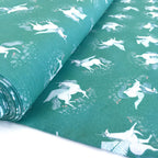 Mythical Tossed Unicorns Billiard Green - Frumble Fabrics