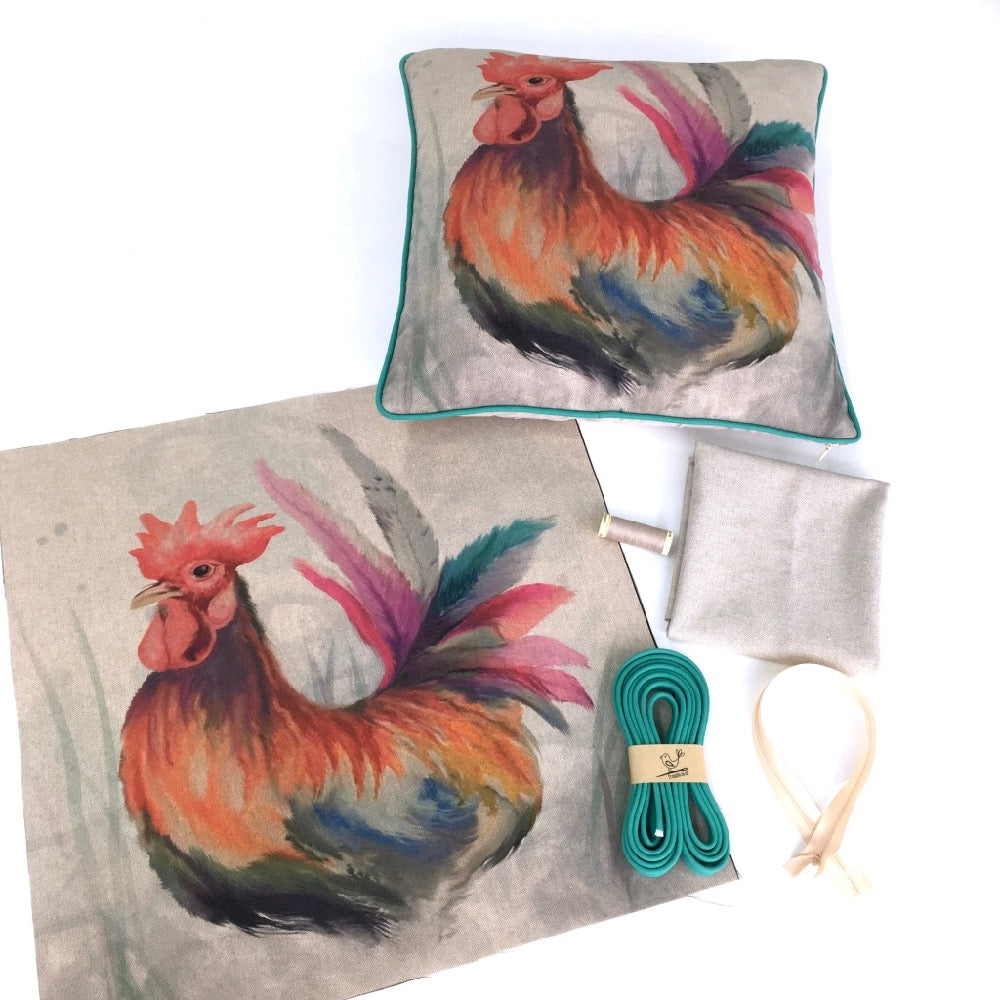 Country Chicken Rooster Cushion Panel Project Kit - Frumble Fabrics