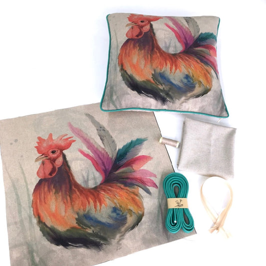 Country Chicken Rooster Cushion Panel Project Kit - Frumble Fabrics