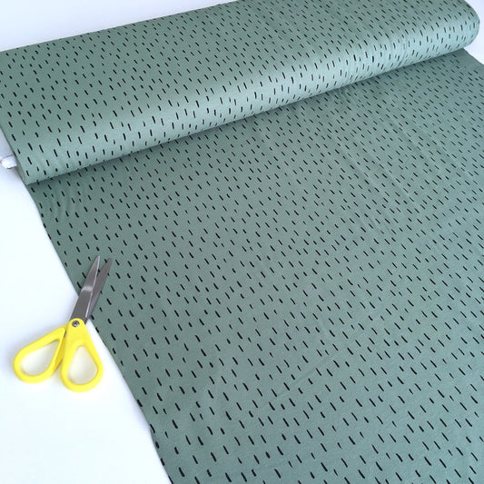 Happy Dashes GOTS Organic Jersey Sage Green - Frumble Fabrics