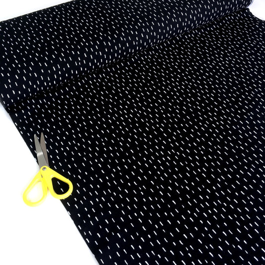 Happy Dashes GOTS Organic Jersey Black - Frumble Fabrics