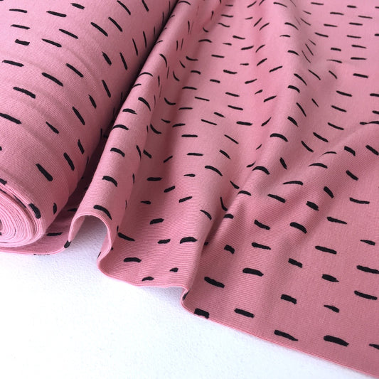 Happy Dashes GOTS Organic Jersey Rose Pink - Frumble Fabrics