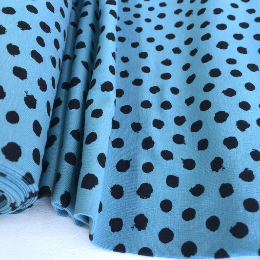 Dotty Dots GOTS Organic Jersey Dusty Blue - Frumble Fabrics