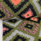 Remnant of Jumbo Aztec - Wooly Knitted Jacquard - Dark Green (115cm)