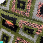 Remnant of Jumbo Aztec - Wooly Knitted Jacquard - Dark Green (115cm)