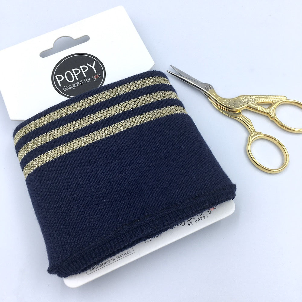 Cuffs by Poppy - Navy Gold Sparkle - Frumble Fabrics