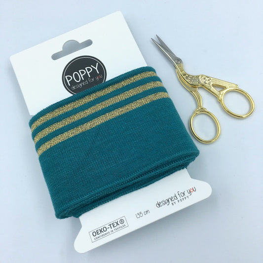 Cuffs by Poppy - Dark Teal Gold Sparkle - Frumble Fabrics