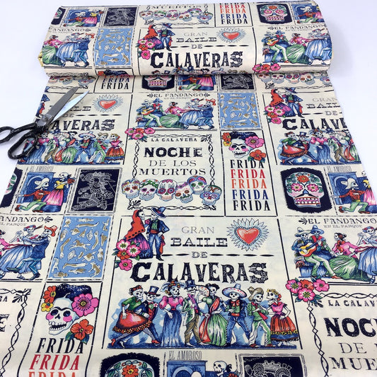 Baile De Calaveras Tea Marine - Frumble Fabrics