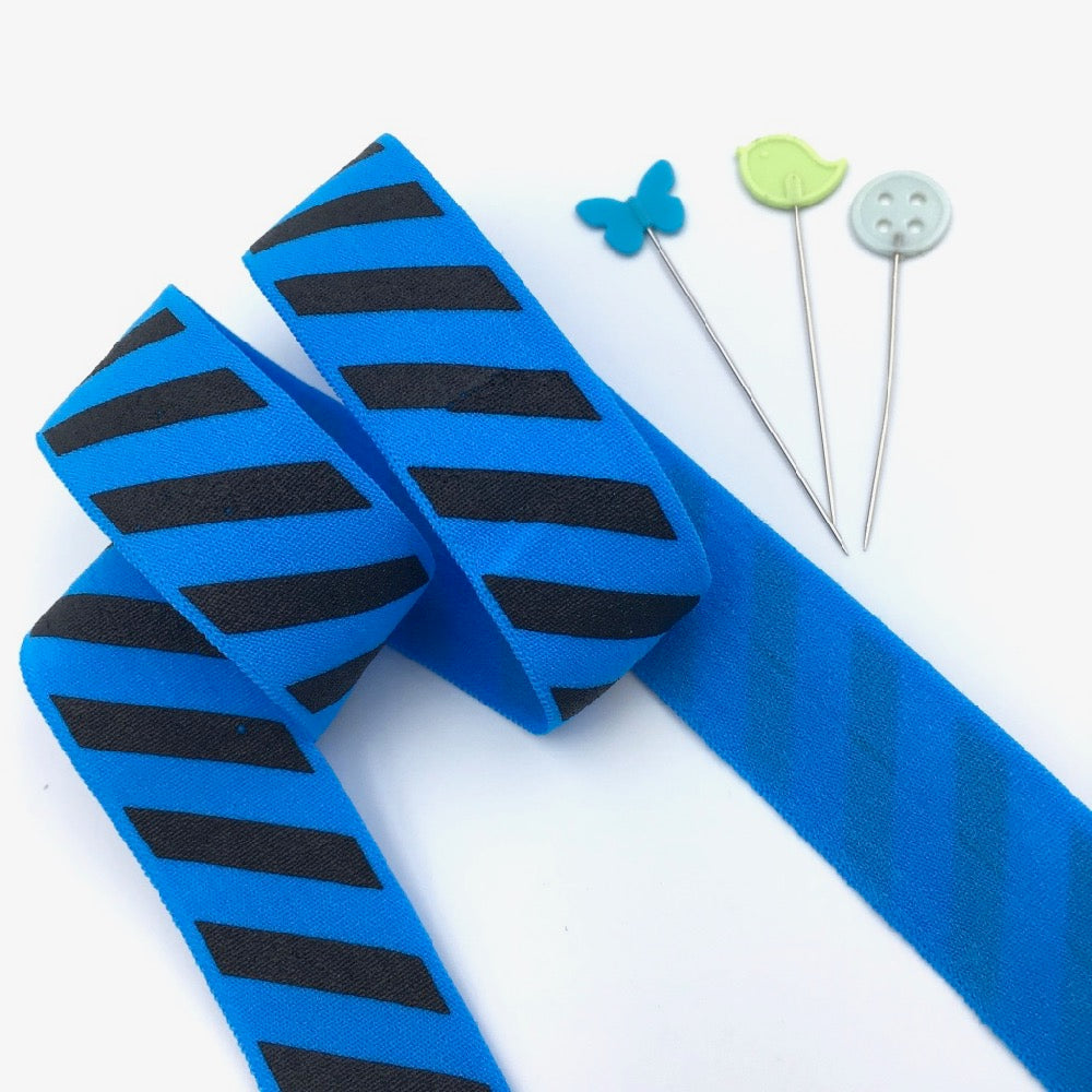 Hazard Stripe Fun Colours Fold Over Elastic FOE (Per Metre) - Frumble Fabrics