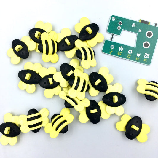 3D Bumble Bee Buttons 5 pack 25mm 1" - Frumble Fabrics