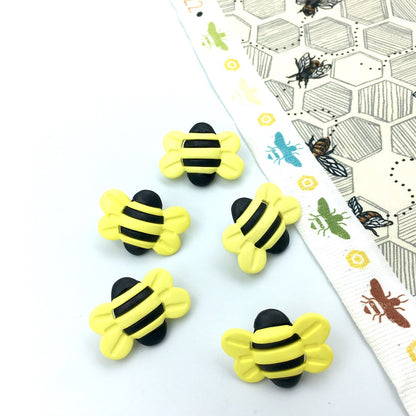 3D Bumble Bee Buttons 5 pack 25mm 1" - Frumble Fabrics