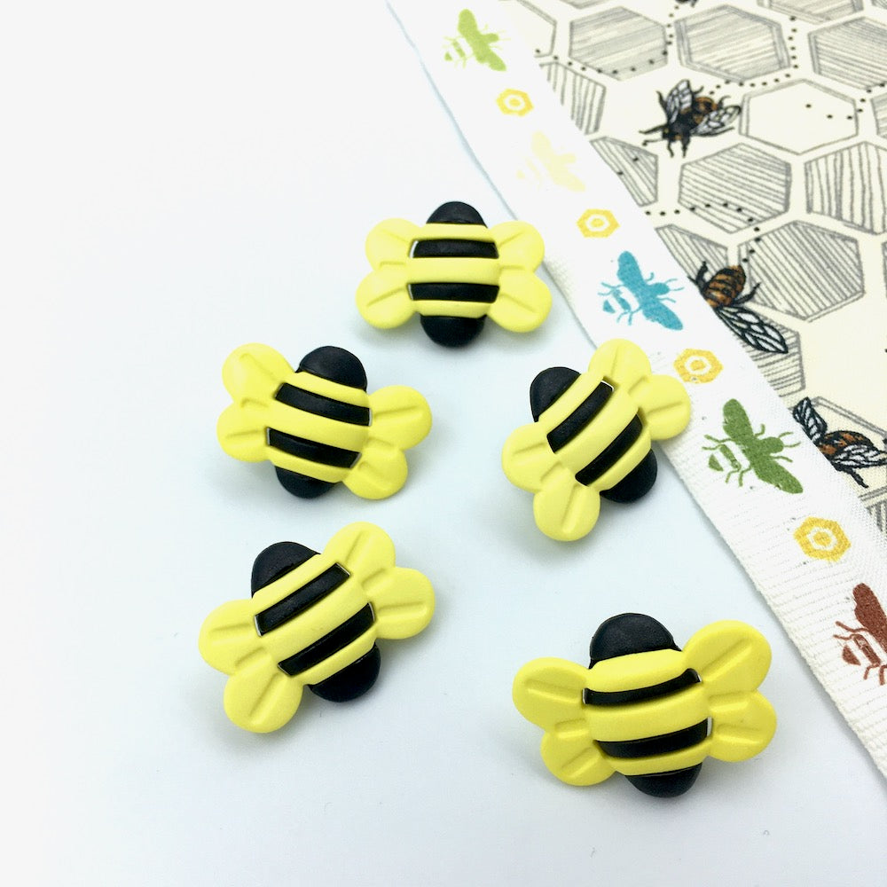 3D Bumble Bee Buttons 5 pack 25mm 1" - Frumble Fabrics