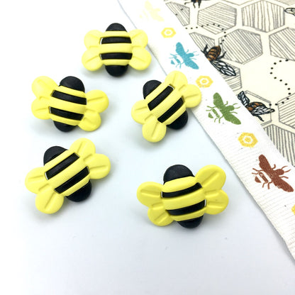 3D Bumble Bee Buttons 5 pack 25mm 1" - Frumble Fabrics