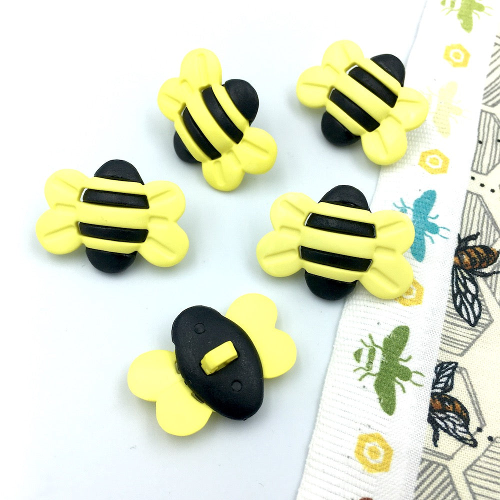 3D Bumble Bee Buttons 5 pack 25mm 1" - Frumble Fabrics