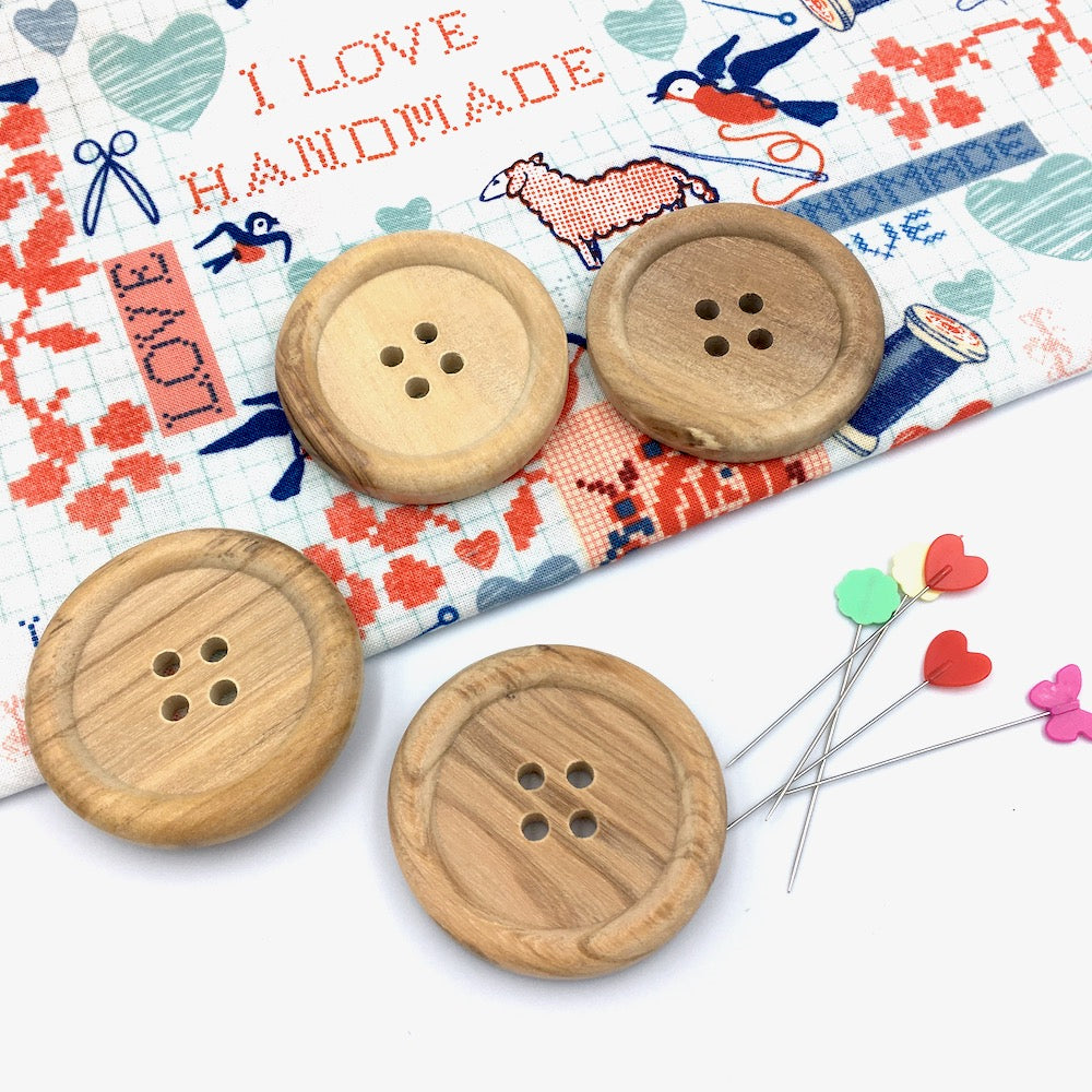 Large Wooden Natural Button - each - Frumble Fabrics