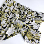Tropical Foliage Linen Viscose in Yellow Black - Frumble Fabrics