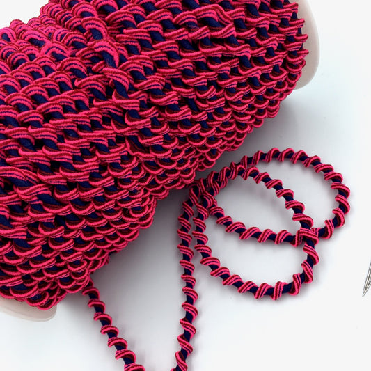 Twister Elastic Trim - Navy & Fuchsia - Frumble Fabrics