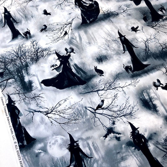 Spooky Witch Grey - Frumble Fabrics