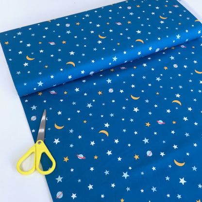 Glow In The Dark Galactic Stars Blue - Frumble Fabrics