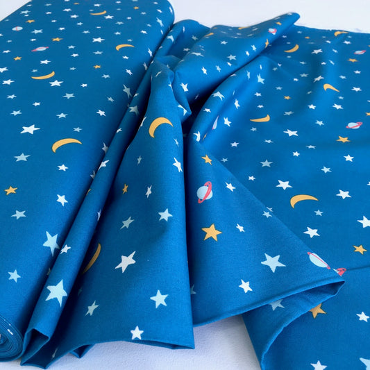 Glow In The Dark Galactic Stars Blue - Frumble Fabrics