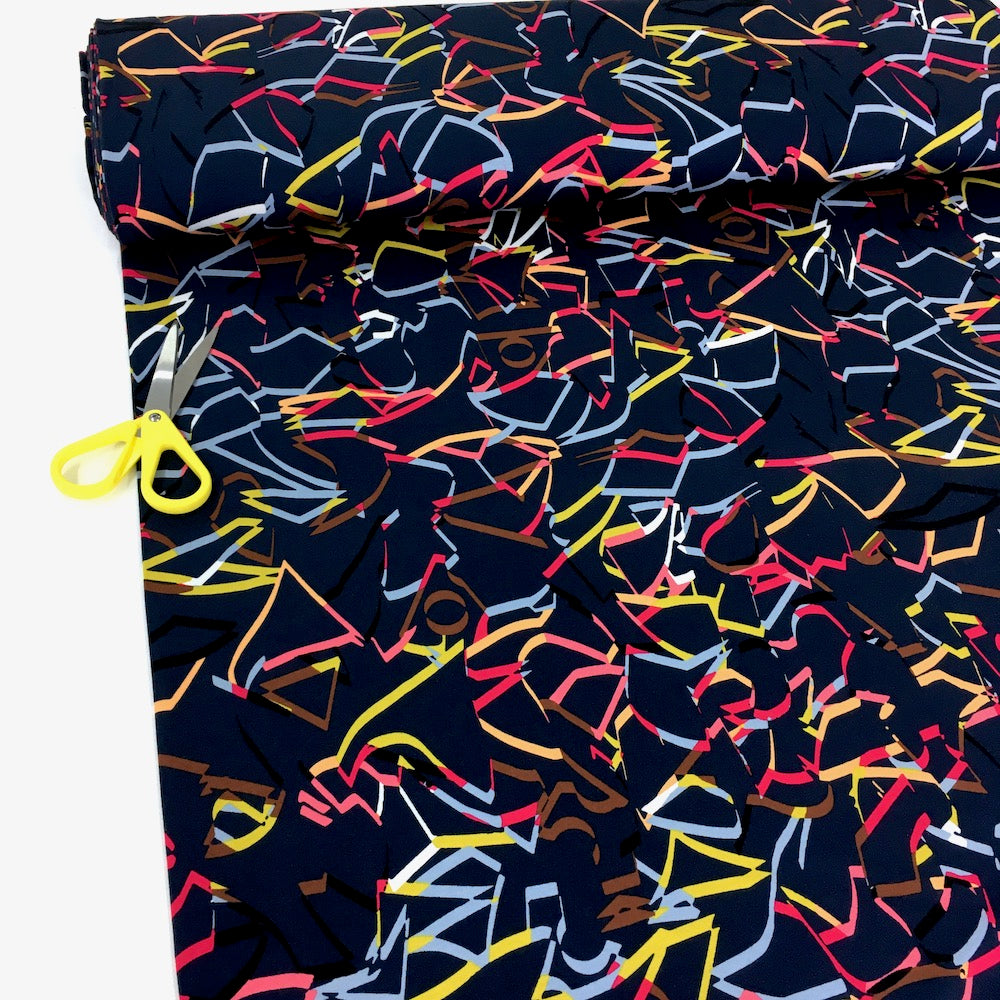 Abstract Dancers - Brushed Viscose French Terry - Navy