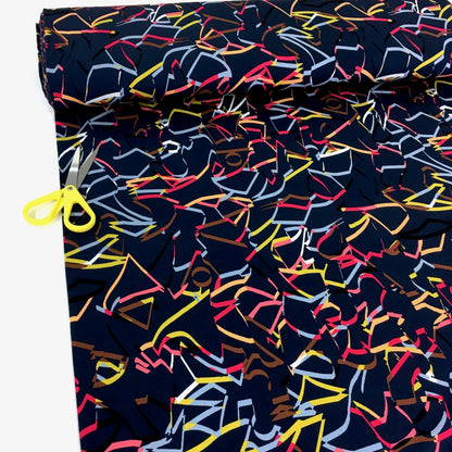 Abstract Dancers - Brushed Viscose French Terry - Navy