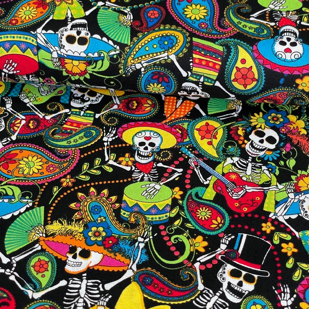 Timeless Treasures - Packed Day Of The Dead - Black