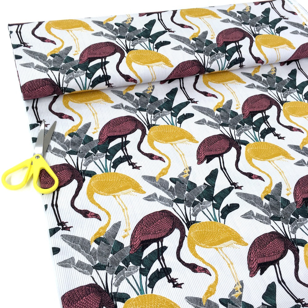 Remnant of Beautiful Flamingos - Cotton Canvas - Ivory (143cm)