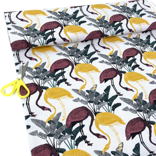 Remnant of Beautiful Flamingos - Cotton Canvas - Ivory (143cm)