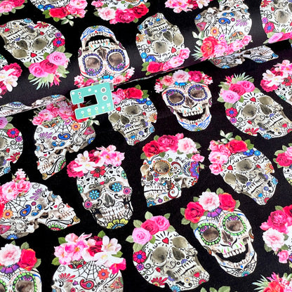 Timeless Treasures - Esperanza - Skulls With Flower Crowns